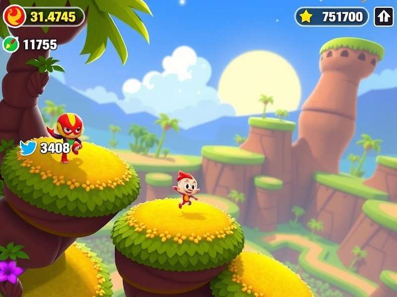 Ginger Flash Dash gameplay screenshot showing character racing through vibrant Indian-inspired landscape